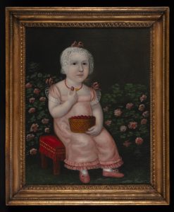 Seated Girl with Strawberries (ca. 1803-1805), Joshua Johnson (ca. 1763-ca. 1824). Oil on canvas. Collection of Fenimore Art Museum, Cooperstown, New York. Gift of Eugene V. and Clare E. Thaw Charitable Trust N0015.2023. Photograph by Richard Walker.
