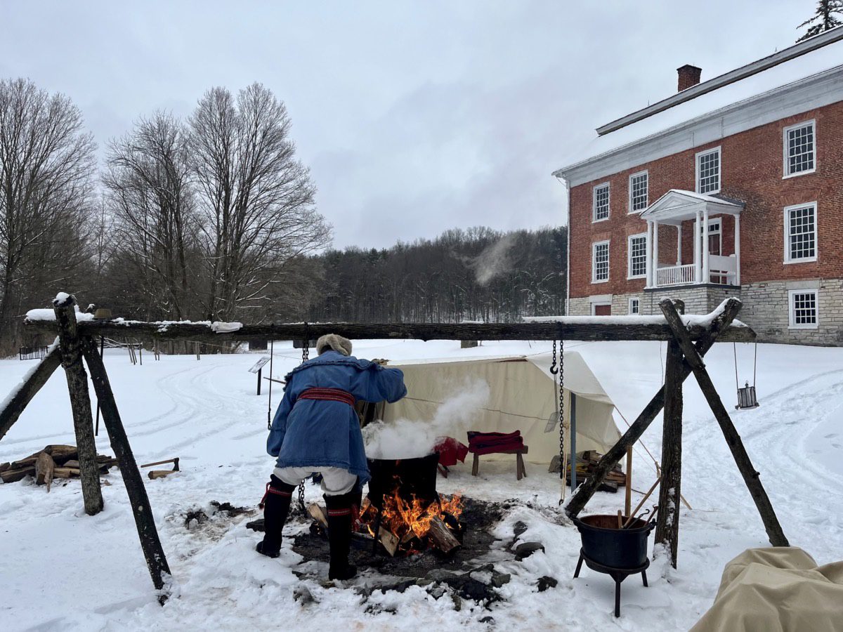 Sugaring set up at mansion. Photo provided by the Herkimer Home State Historic Site.