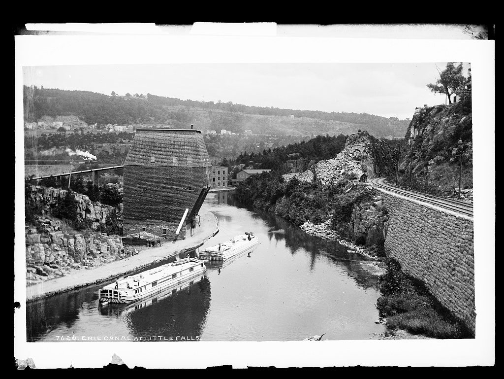 Detroit Publishing Co., Publisher, photographer by Jackson, William Henry. Erie Canal at Little Falls. [Between 1880 and 1897] Photograph. Retrieved from the Library of Congress, .