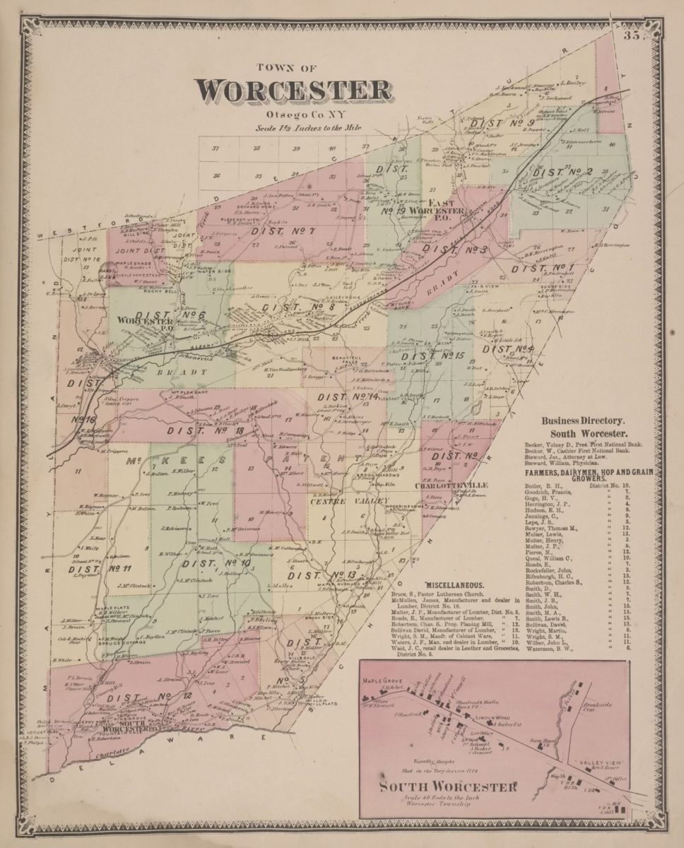 South Worcester map
