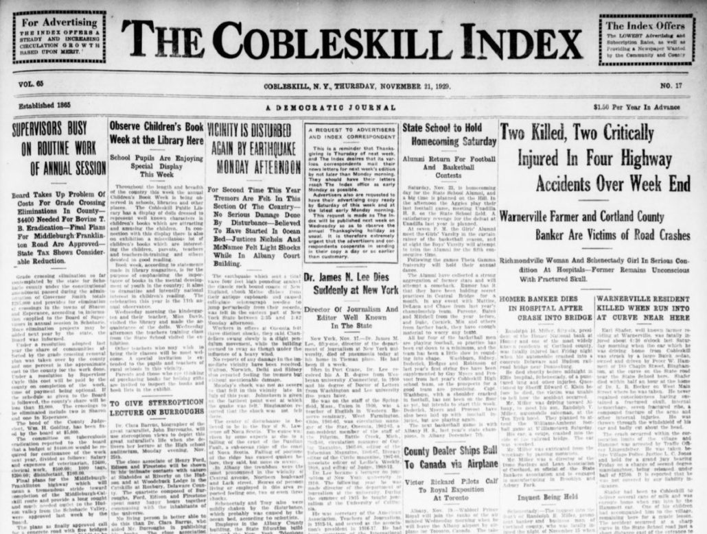 The Cobleskill Index November 21, 1929
