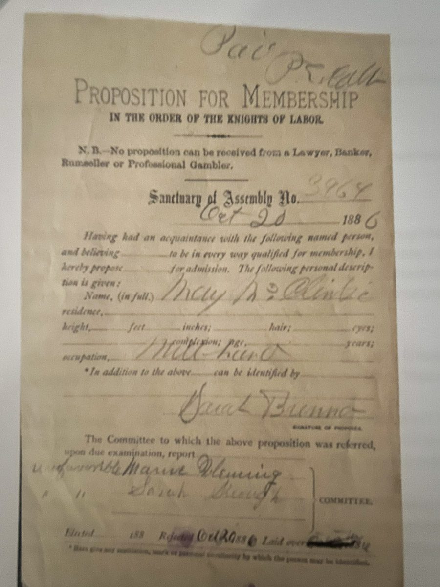 Proposition for membership for Mary McClintic. Mary was rejected.