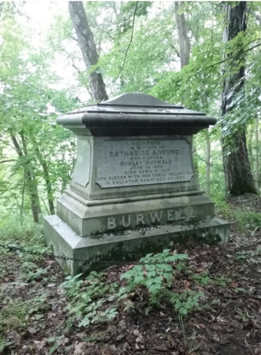 Inscription on Dudley Burwell monument. Photo courtesy of the Little Falls Historical Society.